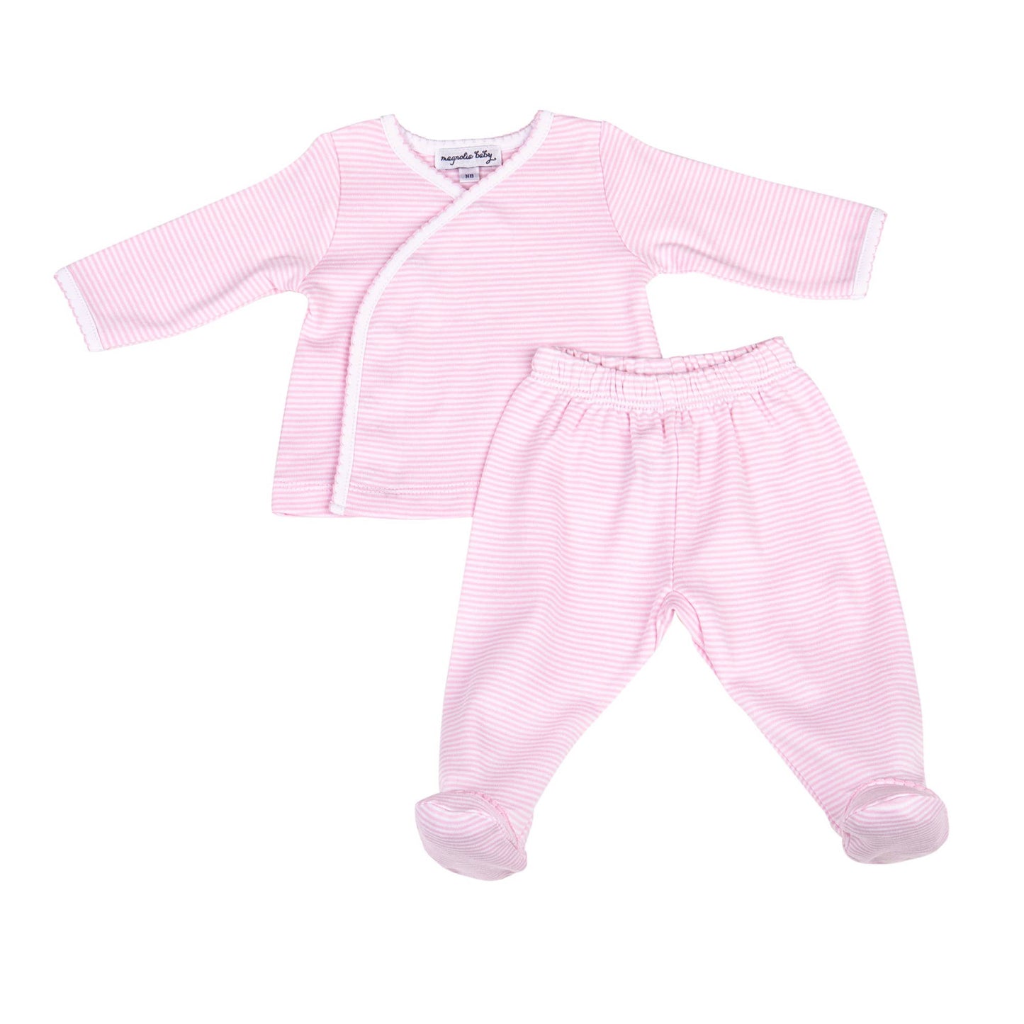 Magnolia Baby Mini Stripes Kimono Footed Pant Set (2 pieces)