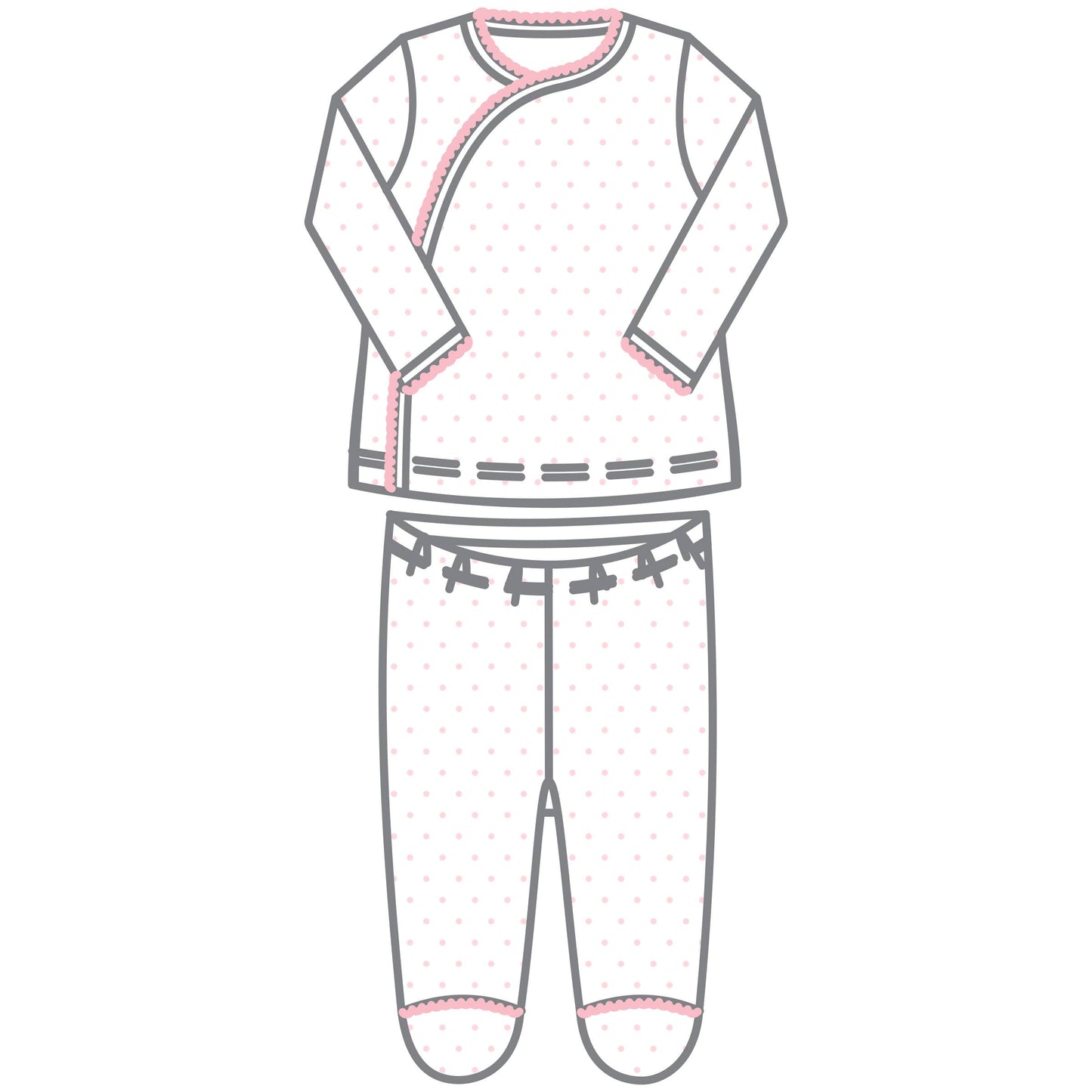 Mini Dots Kimono Footed Pant Set