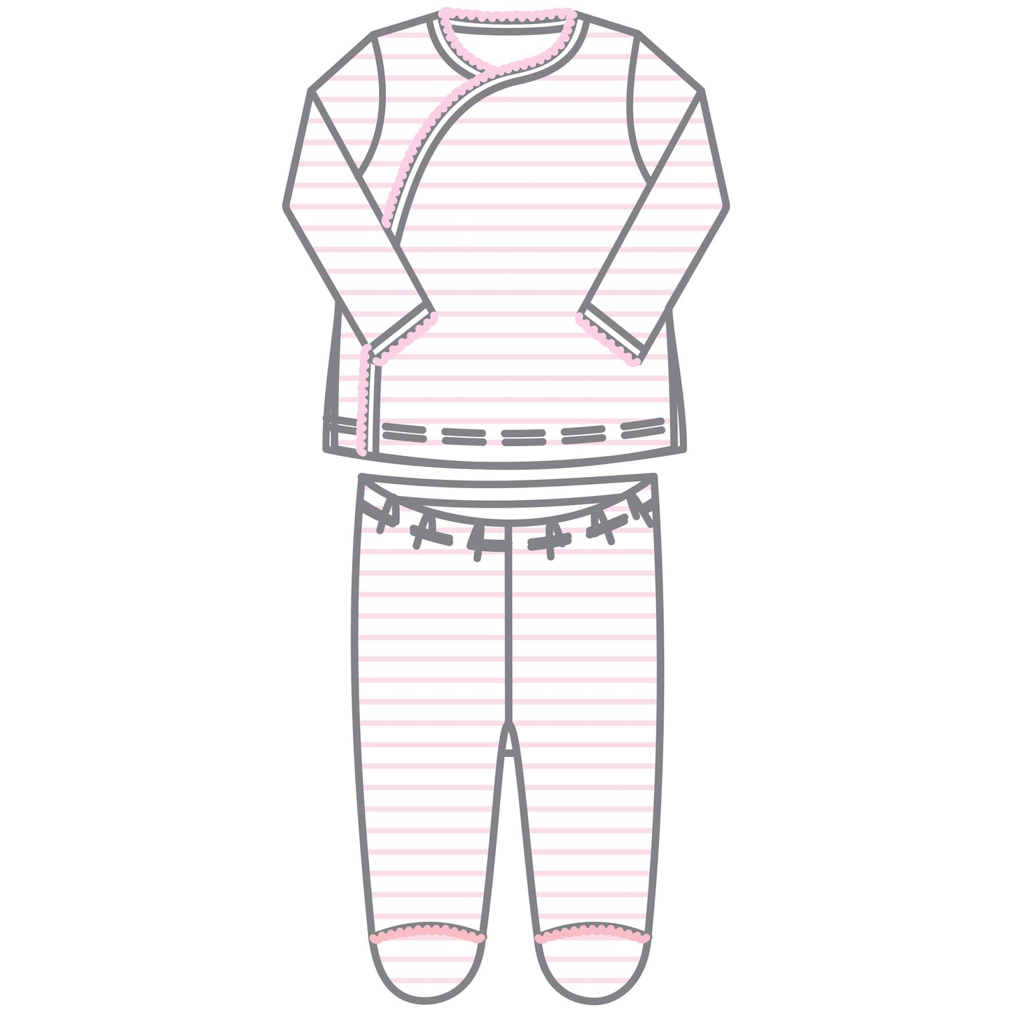 Magnolia Baby Mini Stripes Kimono Footed Pant Set (2 pieces)