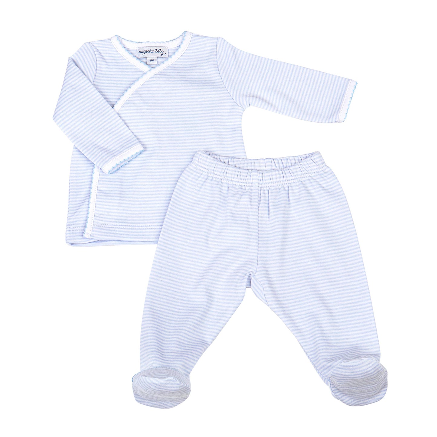 Magnolia Baby Mini Stripes Kimono Footed Pant Set (2 pieces)