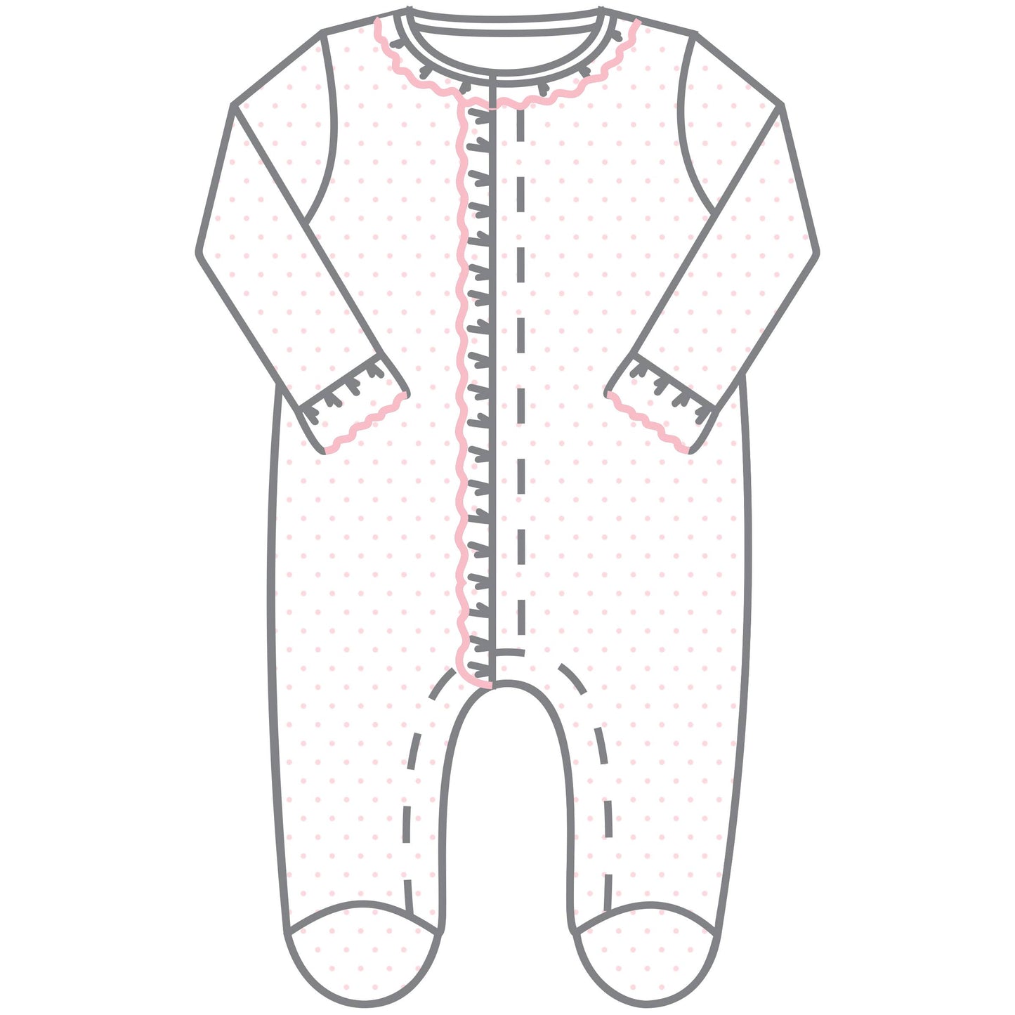 Magnolia Baby Mini Dots Ruffle Front Footie in Pink